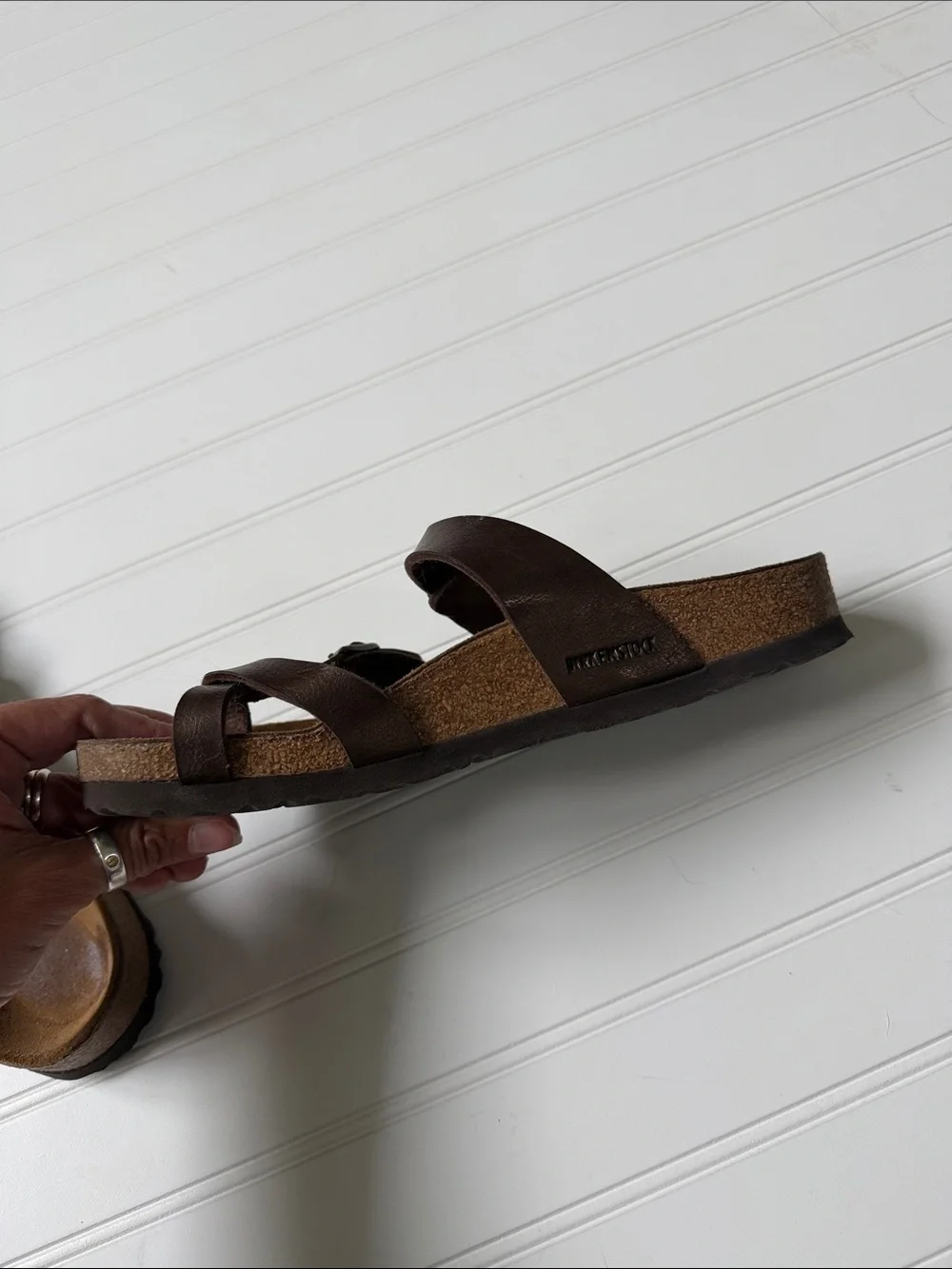 Birkenstock Brown Bronze Leather Crisscross Buckle Sandals